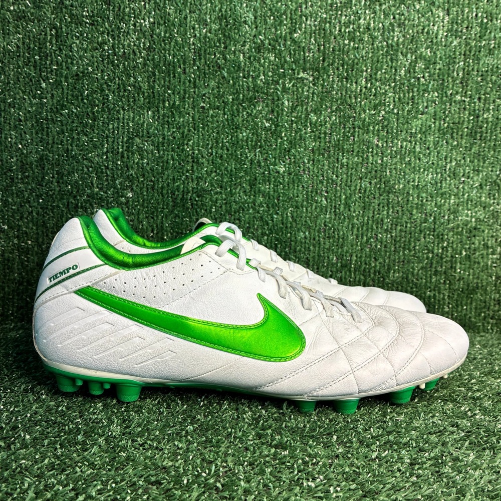 Nike Tiempo Mystic IV AG Artificial Grass Soccer Cleats White Green Mens Sz 12.5